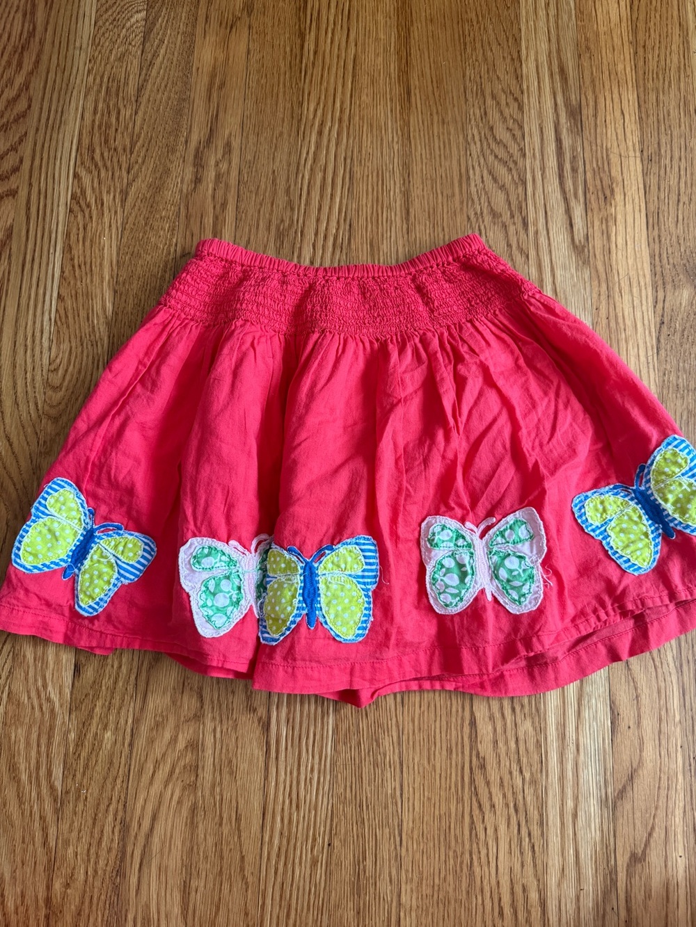 Mini Boden patchwork butterfly design smocked waist skirt